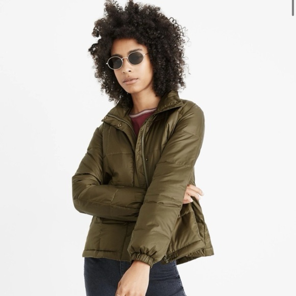 Madewell Travel Buddy Olive Green Women's Packable Puffer Jacket